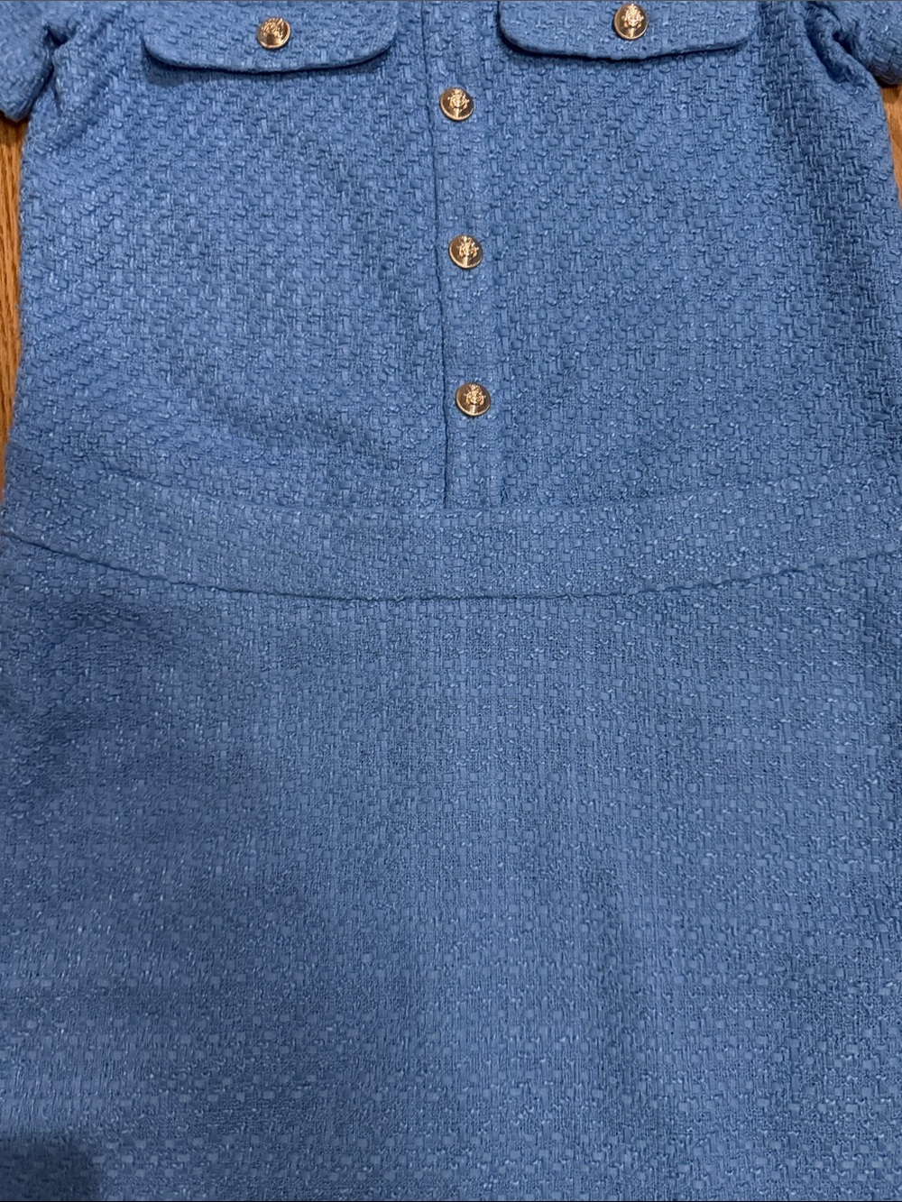 Ann Taylor Tweed Flare Dress in Blue Skies. - Picture 5 of 14